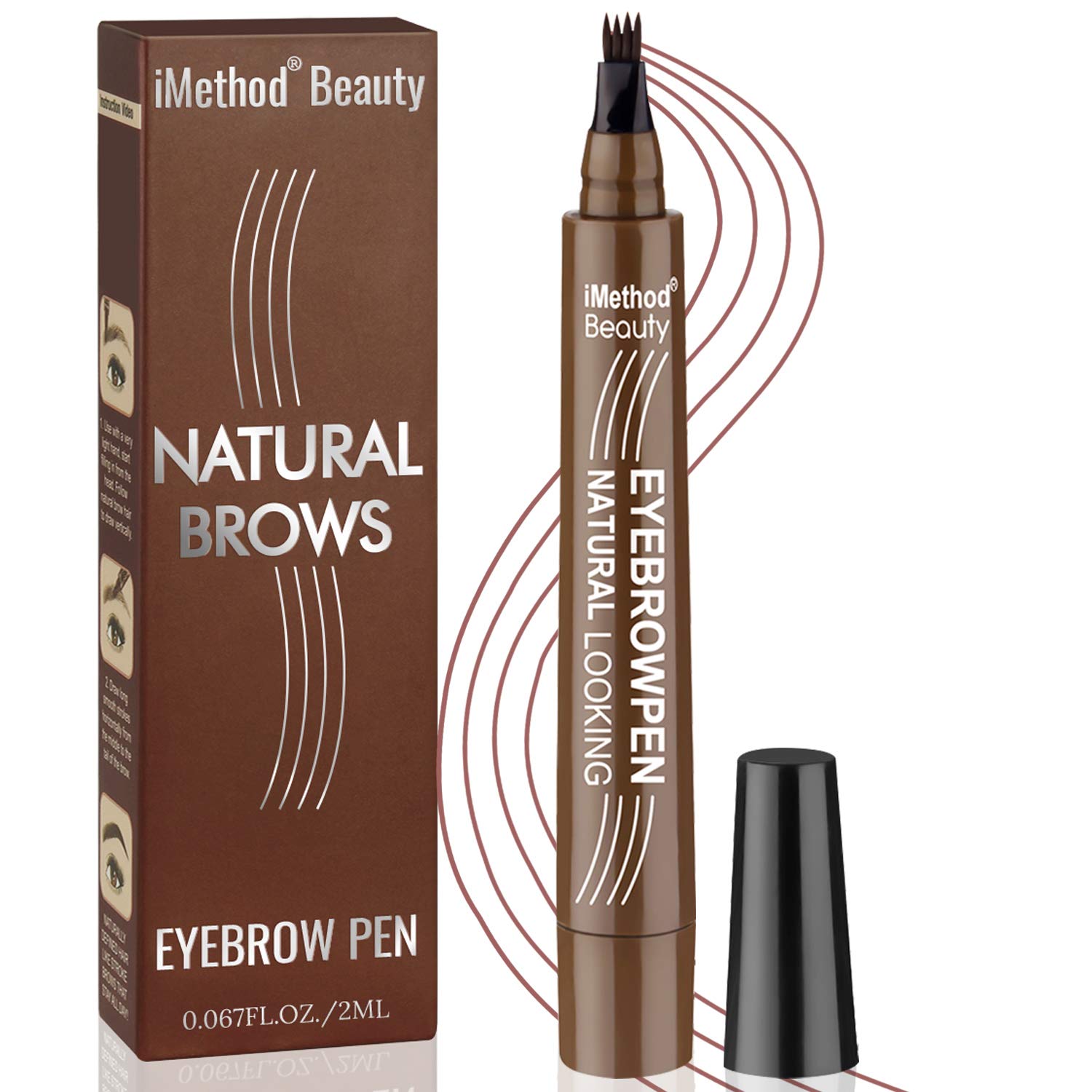 iMethodEyebrow Pen - Upgrade Eyebrow TattooPen, Eyebrow Makeup, Long Lasting, Waterproof and Smudge-proof, Reddish Brown
