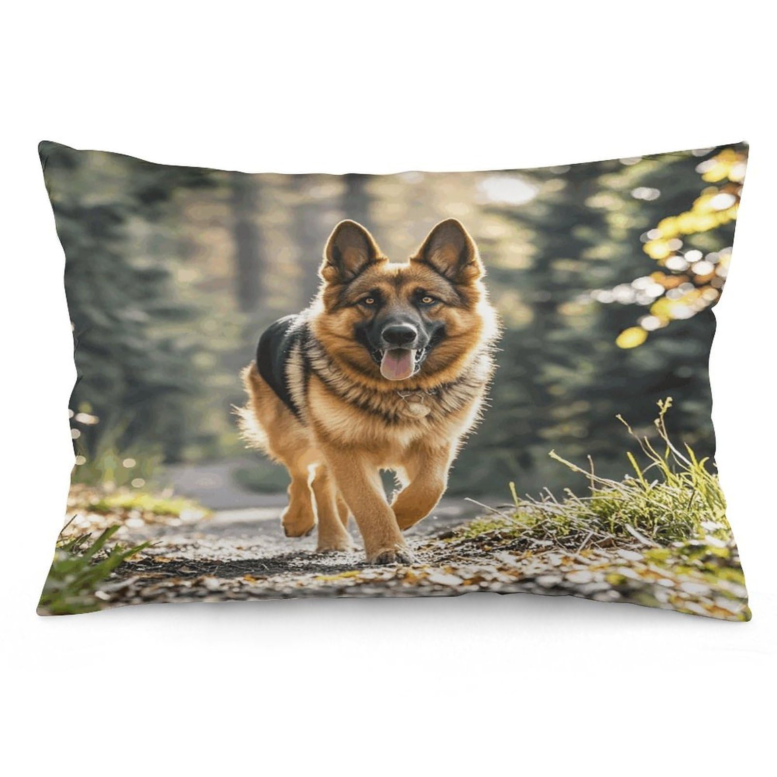 Running German Shepherd Dog Throw Pillow Cover Soft Pillow Case Decorative Lumbar Pillow Cover Cozy Throw Pillowcase Polyester Rectangular Cushion Case Decor for Couch Sofa Bed
