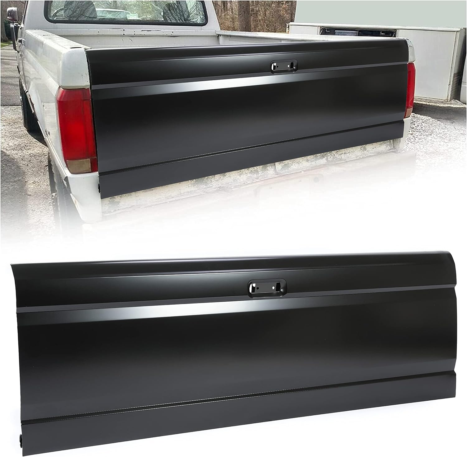ECOTRIC Complete Primed Rear Tailgate Tail Gate Steel Compatible with 1987-1996 Ford F150 F250 F350 Truck Pick up Bed Replacement for Part Number E7TZ9940700A F2TZ9940700A FO1900104