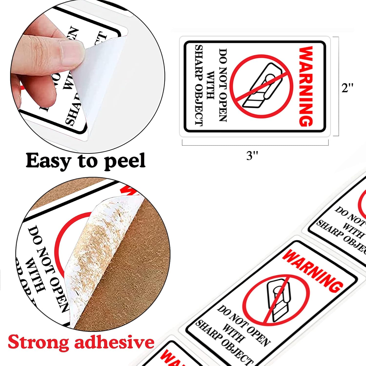 300pcs Do Not Open with Sharp Object Industrial Warning Labels 2x3 inch International Special Handling Shipping Pallet Stickers for Clothing Shipping,Handling,Packing,Moving