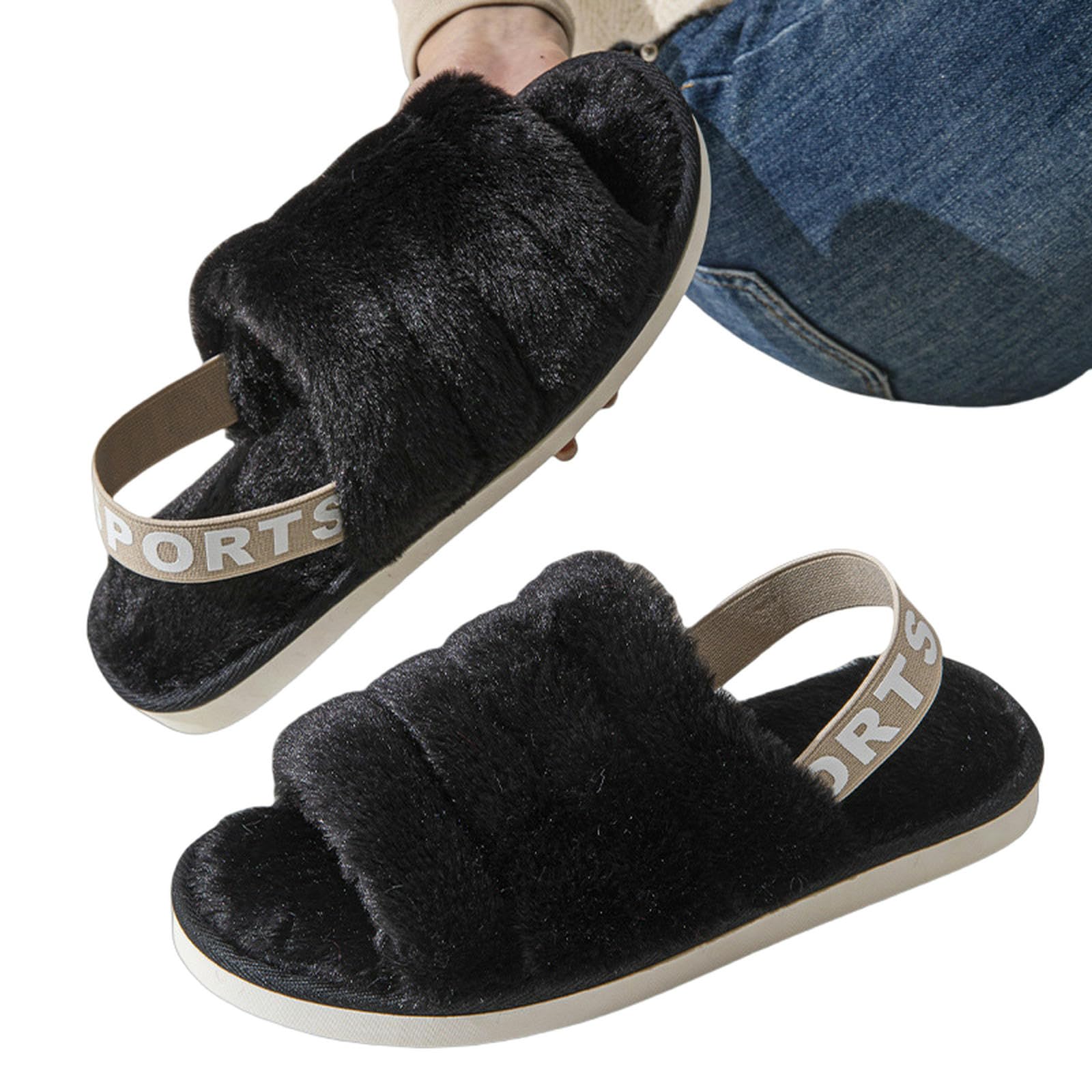Pantofole Pantofole Autunno E Inverno Casa Inverno Pantofole di Cotone Interni Caldi Slifori di Peluche di Fondo Spesse-rosso-38-39