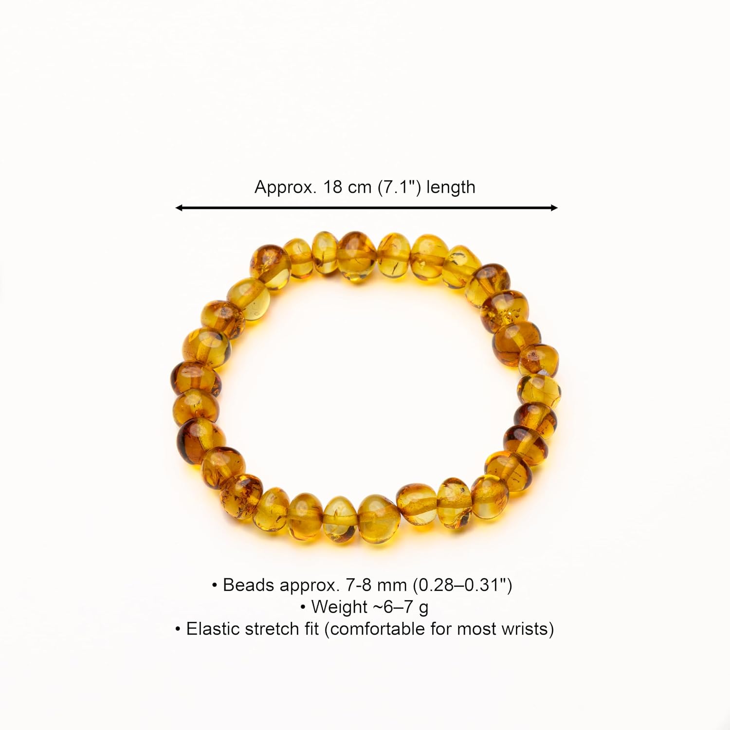 Baltic Amber Stretch Bracelet for Adults (Women/Men) - Hand made From Polished/Certified Baltic Amber Beads(5 Colors) - Image 3