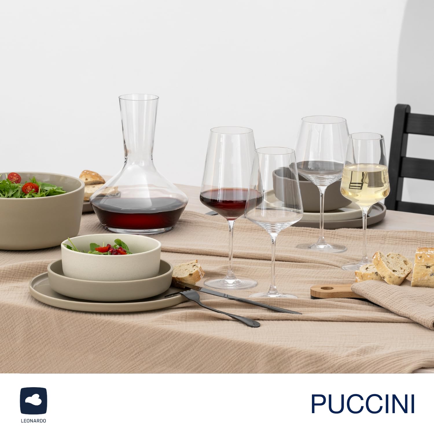 LEONARDO HOME Copas de vino PUCCINI de color burdeos (juego de 6) con paño de pulido • Vasos de vino aptos para lavavajillas (730 ml) • Resistente a los golpes y uso diario • 040981