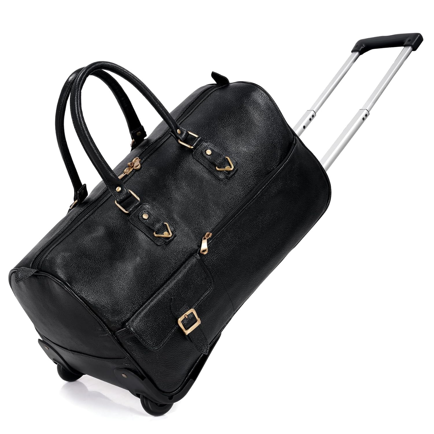 richsign leather accessories 37 litres Cabin Size Travel Duffles Trolley Bags for Men Luggage with Trolley (2-Wheel) (Black) (Dimension - L=23 X W=11 X H=15 inch) (Weight-2.5 KG / 2500 GR)-picture-35