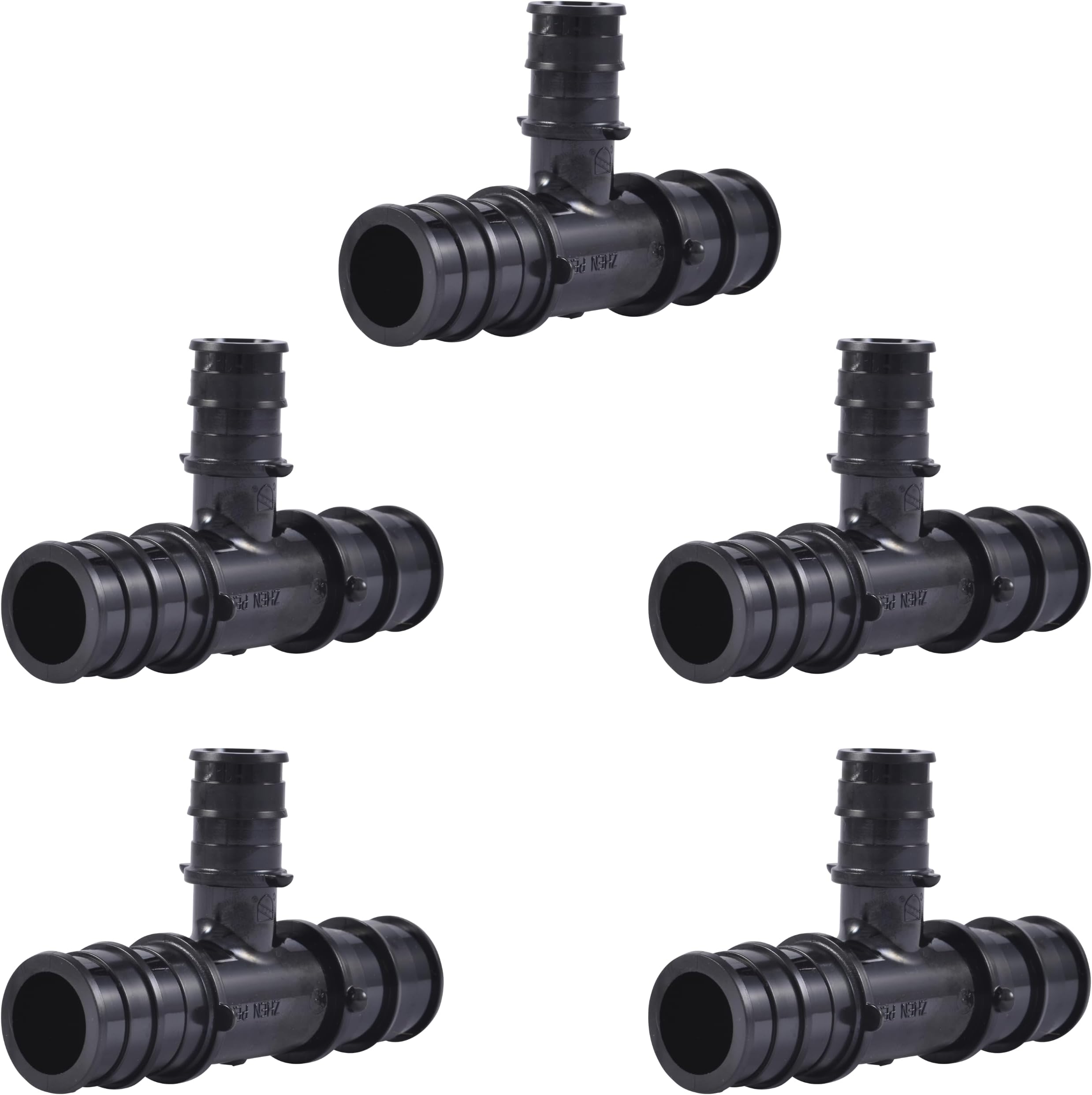 SharkBite 3/4 Inch x 3/4 Inch x 1/2 Inch Poly Expansion Reducing Tee for PEX-A Pipe, Pack of 5, Plastic Plumbing Fittings, Reducing Tee for PEX-A Tubing, UA412A5