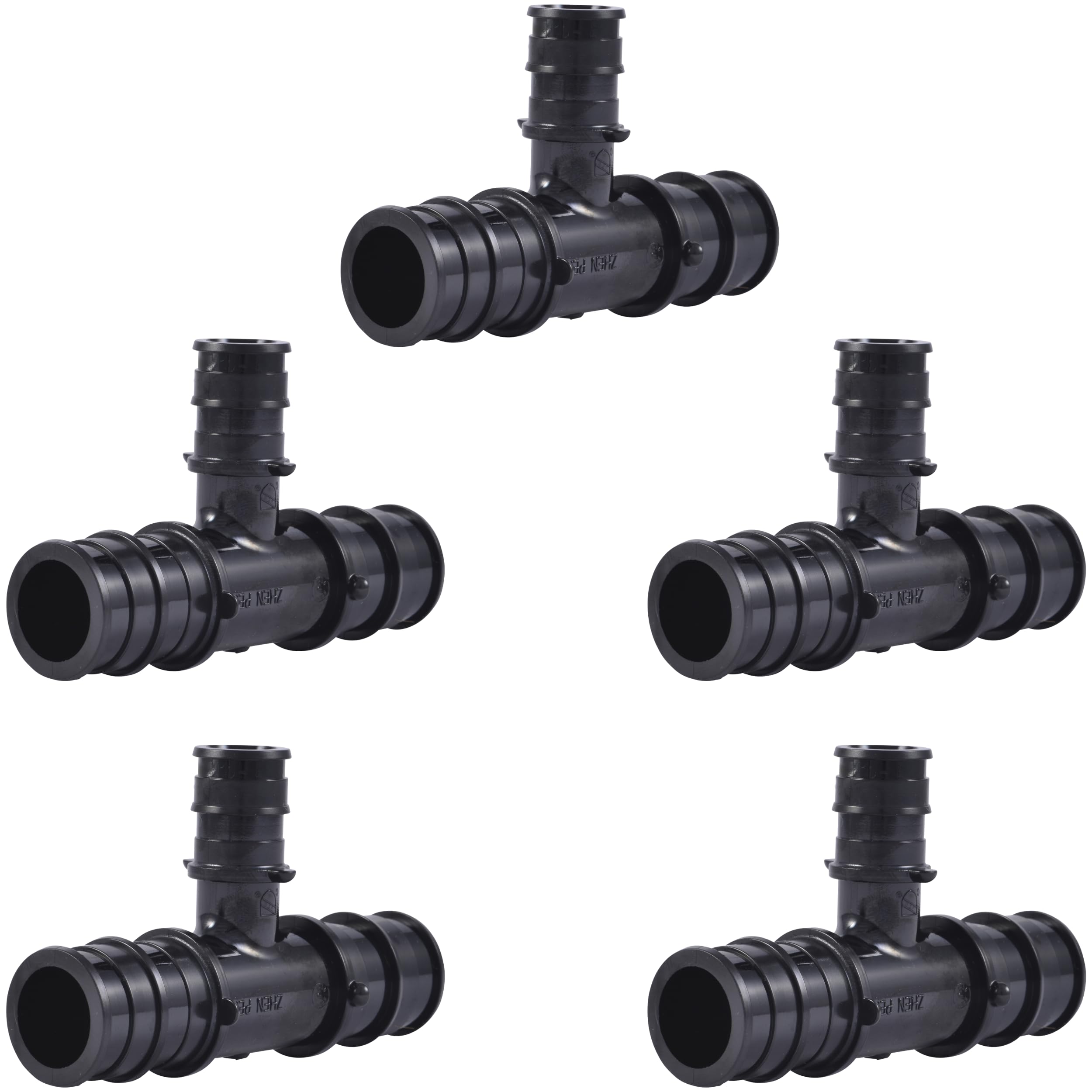 SharkBite 3/4 Inch x 3/4 Inch x 1/2 Inch Poly Expansion Reducing Tee for PEX-A Pipe, Pack of 5, Plastic Plumbing Fittings, Reducing Tee for PEX-A Tubing, UA412A5