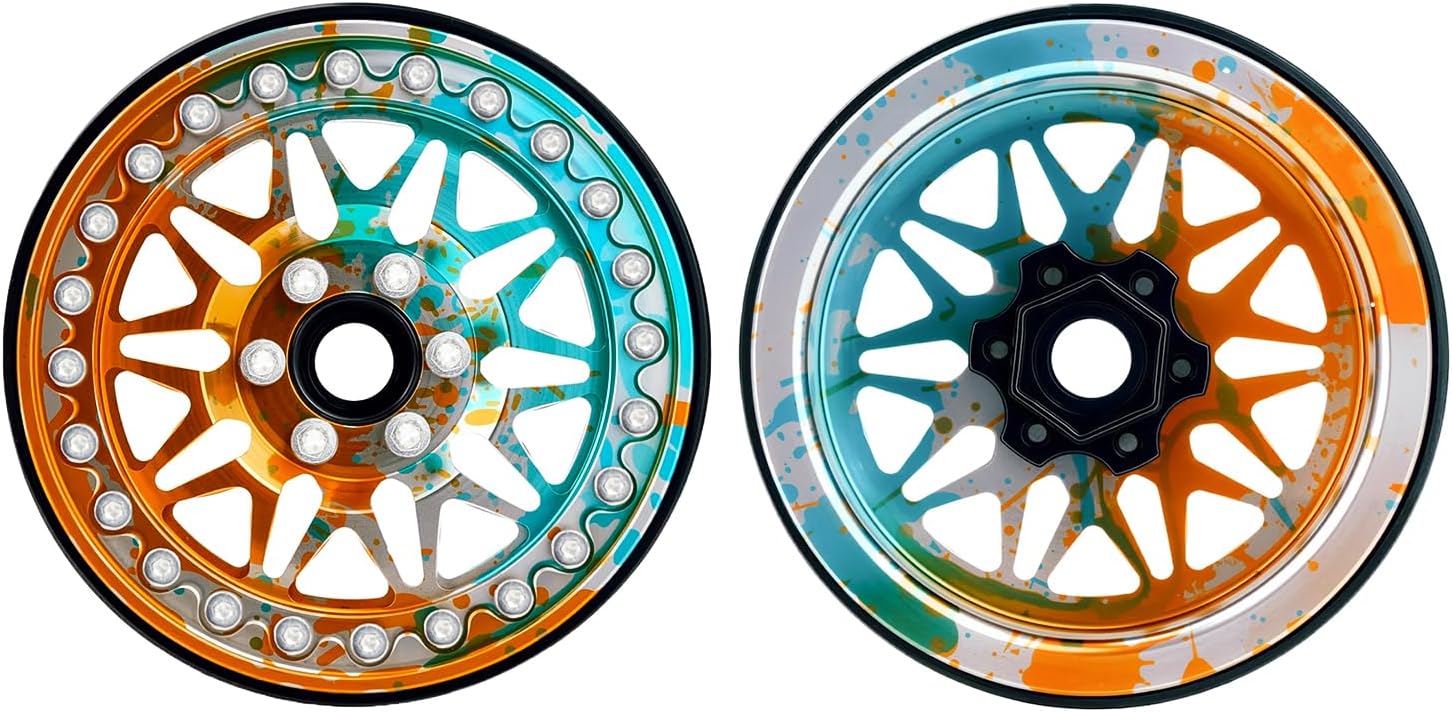 4PCS Splash Anodizing Aluminum 2.2 Inch Beadlock Wheels Hubs for Axial SCX10 Wraith RR10 YETI TRX4 VS4-10 Redcat Gen8 D90 1/10 RC Crawler Car Upgrades