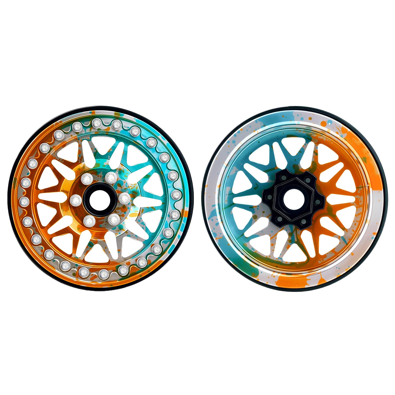 4PCS 1.9" Splash Anodized Aluminum RC Beadlock Wheels - High Mass Hubs For TRX4, SCX10, 1/10 Scale Crawler - View #2