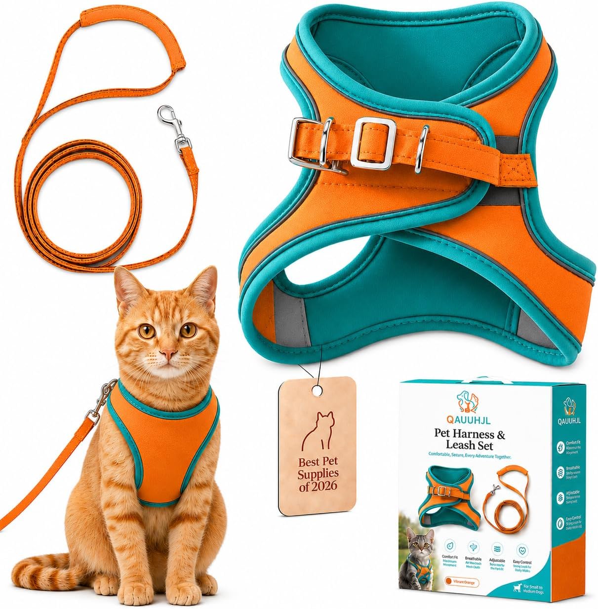 Cat Harness and Leash Escape Proof of Set Vest Style Collars Correa para Gatos to Walk Travel Small Step Kitten Fully Outdoor Bengal Best Velcro Adult Always on Pet Inescapable 2026
