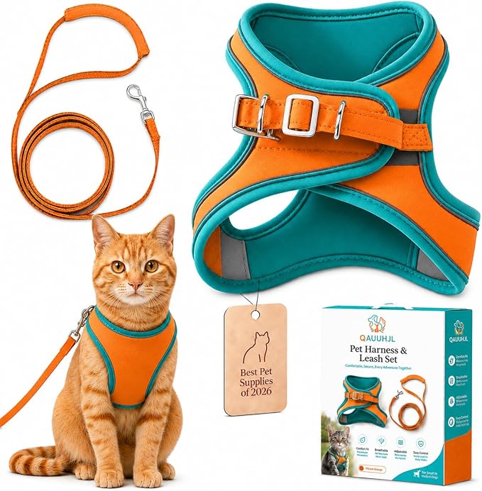 QAUUHJL Cat Harness and Leash Escape-Proof Set