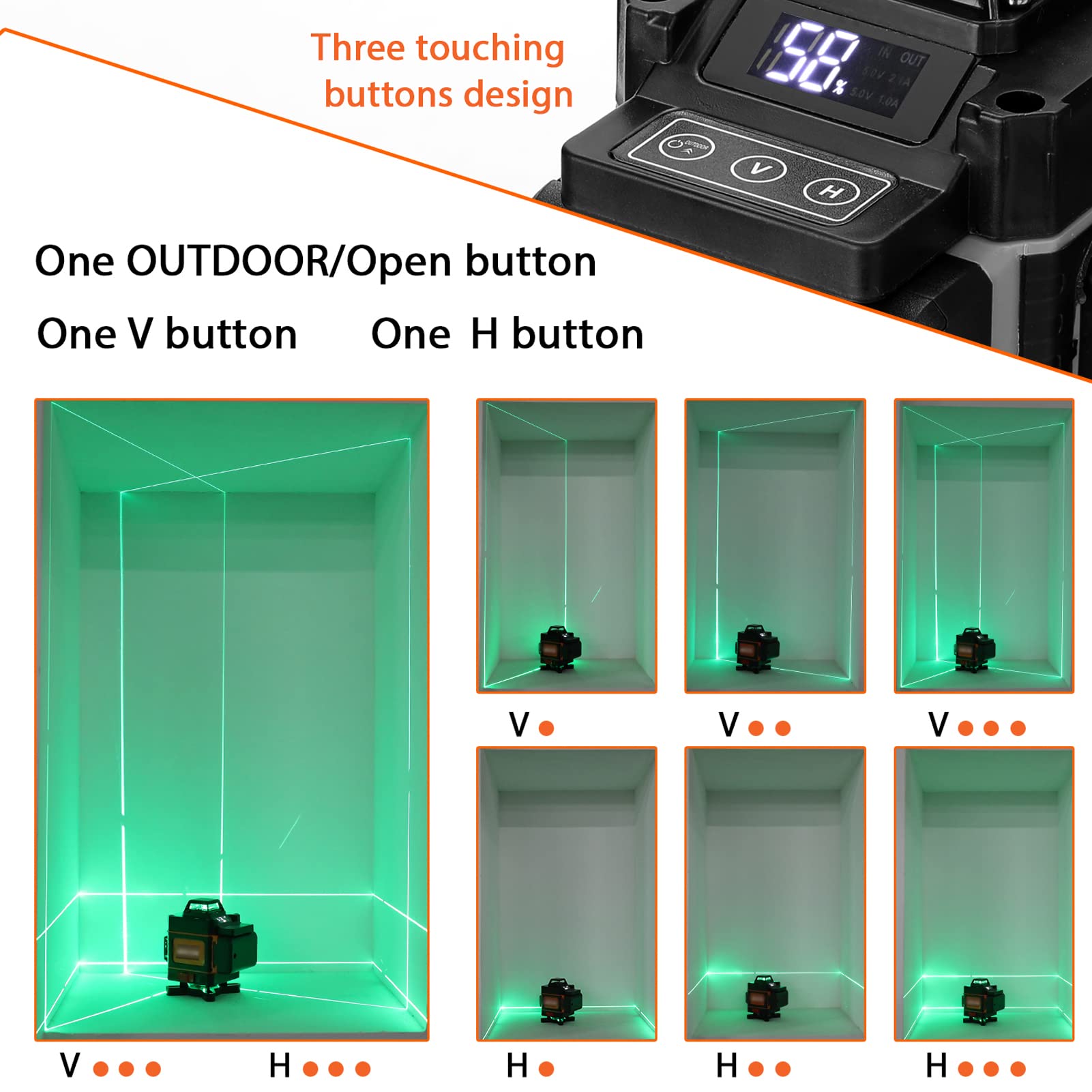 Livella Laser,Geevorks Multifunzionale 4D 16 Linee Strumento di Livellamento Linea Verticale Orizzontale con Funzione di Autolivellamento con 1.5M Regolabile Barra di Prolunga in Lega,IP54,2 batterie