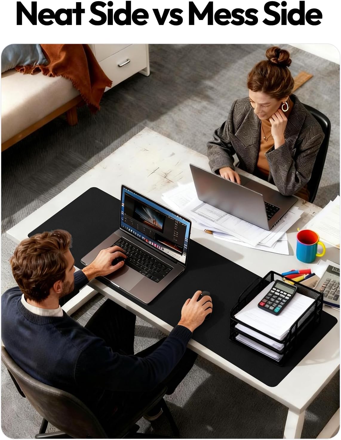 YSAGi Leather Desk Protector, Office Mat, Large Mouse Mat, Non-Slip PU Leather Blotter, Laptop Desk Mat, Waterproof Writing Pad for Office and Home (Black, 31.5" x 15.8") 7 71VbvJKLQJL. AC SL1500