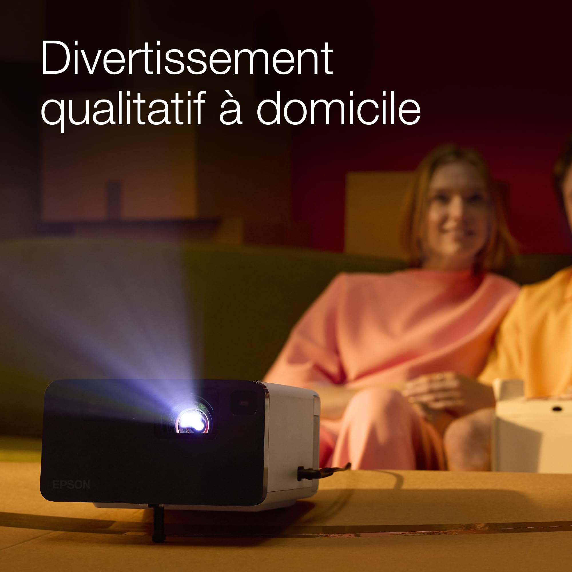 Epson EF-21W Mini Smart Laser Projector | Projecteur Vidéo Portable Full HD, 1920 x 1080p, Haut-Parleur Bluetooth 5W, Projection au Mur, au Sol ou au Plafond, 1000 Lumens, Google TV | 150", Blanc