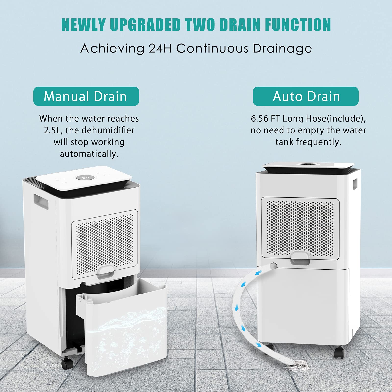 2000 Sq. Ft 30 Pints Dehumidifiers for Home or Basements with Drain