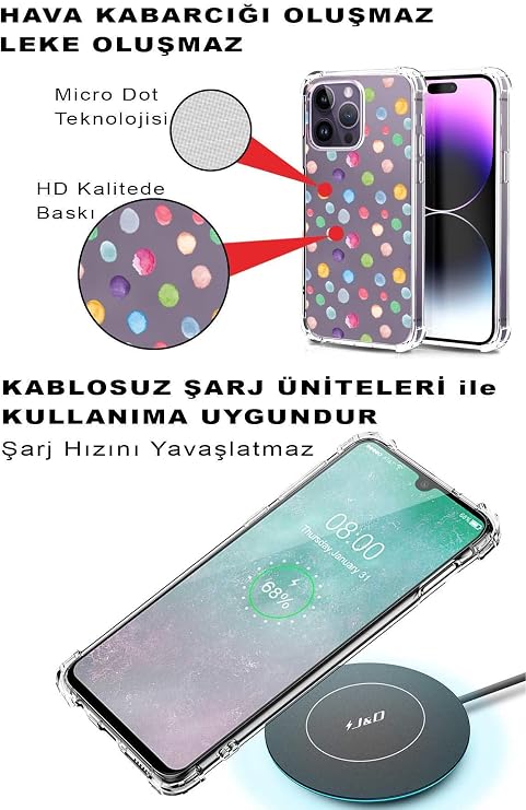 PrintiFy İnfinix Hot 20 Uyumlu Water Color 6 Baskılı Şeffaf Köşe Korumalı Antişok Kılıf