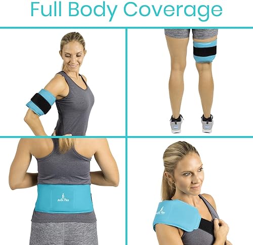 Miniatura 3 de Arctic Flex Envoltura reutilizable de gel frío y caliente con correa, envoltura de gel de terapia caliente y fría para lesiones, dolor, hombro,
