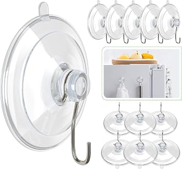 Hangerspace Strong Suction Cup Hooks, 1.8 inches 4.5 cm, Clear PVC, No Walls Damage, Durable Suction, Suitable for Rental Use, Bathroom, Kitchen, Toilet Storage, Multipurpose Hooks, Reusable Set of