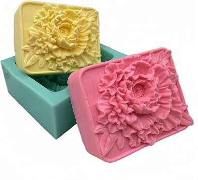 3D Peony Flower Soap Mold Beautiful New Peony Handmade Soap Molds Silicone for Cold Process Melt Process Soap Making Molds Lotion Bar Molds Candle Mold