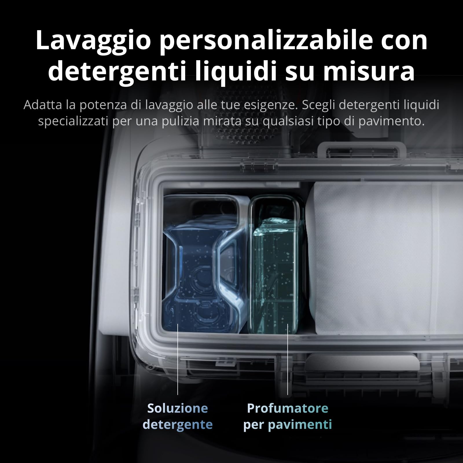 DJI ROMO P Robot Aspirapolvere Lavapavimenti con Mappatura, 25000 Pa, Rilevamento Ostacoli a Livello di Drone, Antigroviglio, Stazione Base Autopulente, 200 Giorni senza Manutenzione, Trasparente