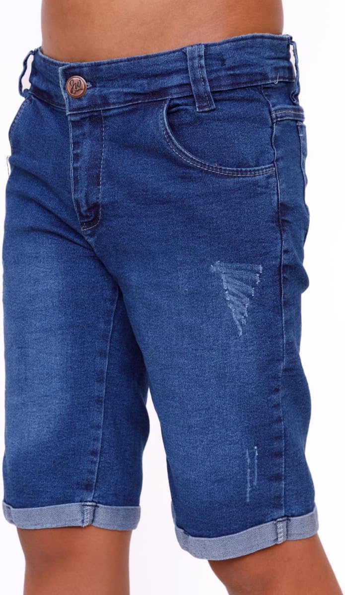 Bermuda jeans infantil juvenil com elastano para menino