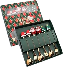 Generic 6 colheres de natal conjunto de garfos colheres de sobremesa de aço inoxidável garfos talheres conjunto de talheres, Estilo d