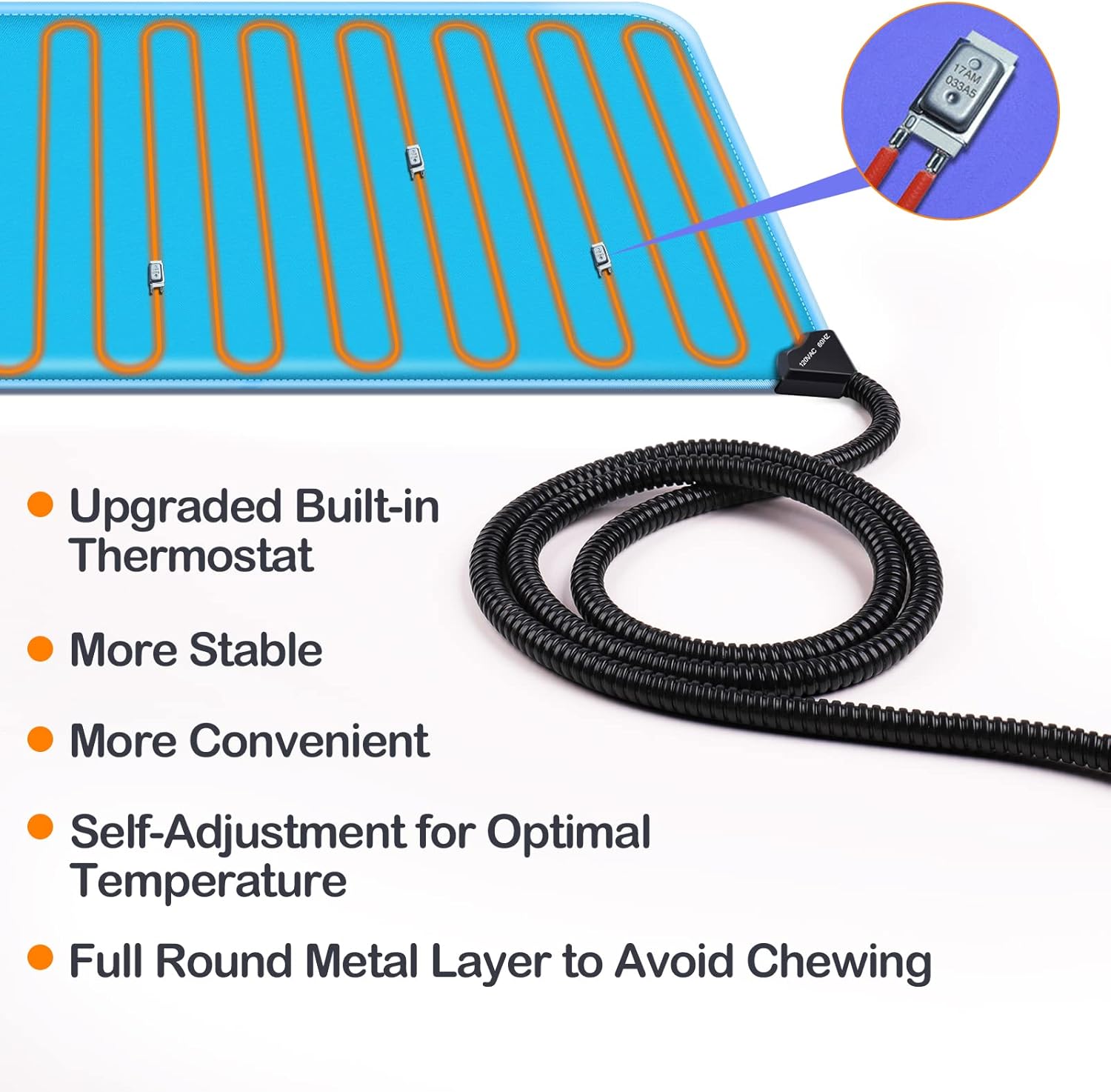 clawsable Super Large Pet Heating Pad Electric Heated Pad for Dogs, IP67 Waterproof Dog Cat Heating Pad w/Overheat Protection, Warming Mat w/Anti Chew Cord for Outside Animals (XL-48"x28") : Pet Supplies