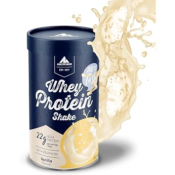 Multipower Whey Protein Shake - Water Soluble Protein Powder with Vanilla Flavor from Whey Concentrate and Isolate - 21 g Protein and Vitamin B6 in Sustainable Cardboard Wrap Tin - 420 g