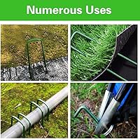 Vista 5 de Bakulyor 50 grapas verdes para jardines de 6 pulgadas, estacas de césped artificial, pasadores de tela galvanizada de calibre 11 para decoración