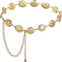 Mozeat Lens 1 Piece Chain Belt Women's Waist Chain Belt Gold Metal Western Belt Adjustable Vintage Dress Jeans Waist Chain for Women Alloy Belt Metal Waistband, gold