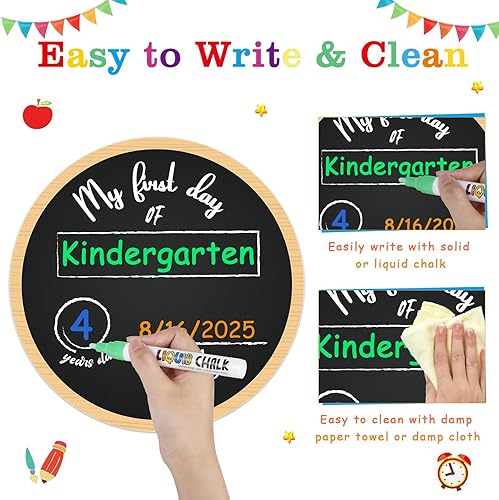 Miniatura 4 de FaCraft Cartel de primer día de escuela  Pizarra de doble cara para el regreso a la escuela para niños, hijo, hija, borrable para el primer día de