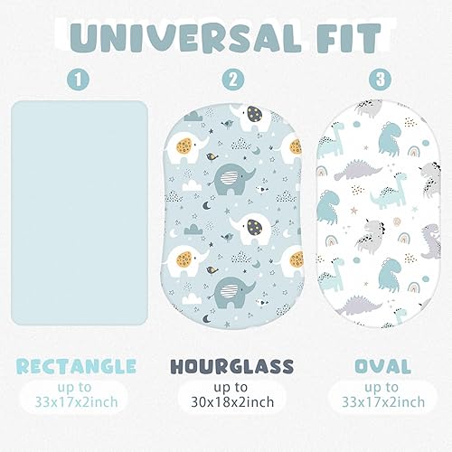 Miniatura 2 de Juego de 4 sábanas suaves para moisés de bebé, niños y niñas, de algodón suave, funda de moisés de animales, funda segura y cómoda para moisés