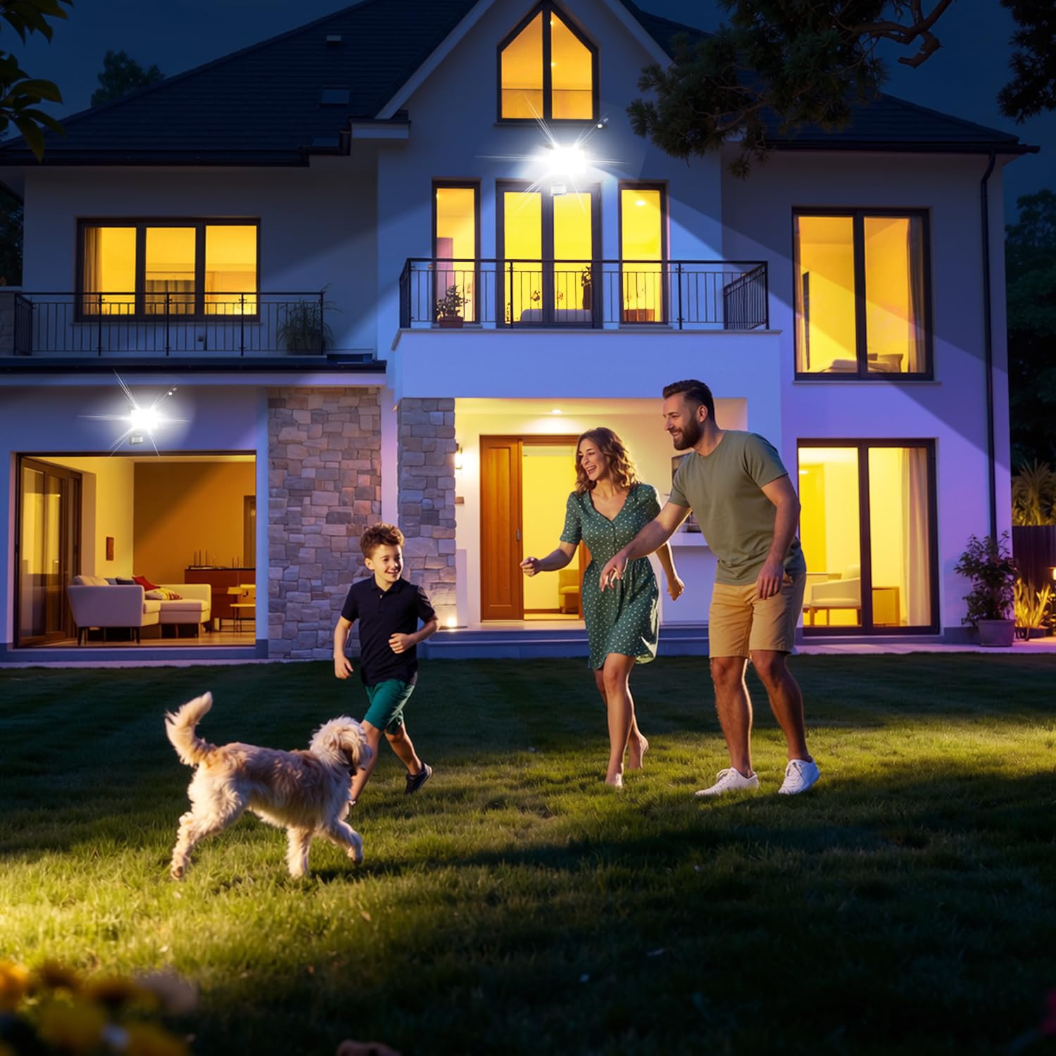 LED Strahler 10 Stücke 4000LM 6000K Kaltweiß – Superheller Scheinwerfer mit Bewegungsmelder, IP66 Wasserdicht für Innen & Außen (Sportplatz, Garage, kein Stecker)