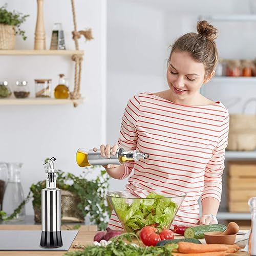 Miniatura 7 de only fire Juego de dispensador de aceite de oliva y vinagre, 2 unidades, dispensador de botellas de aceite de acero inoxidable de 12 onzas para