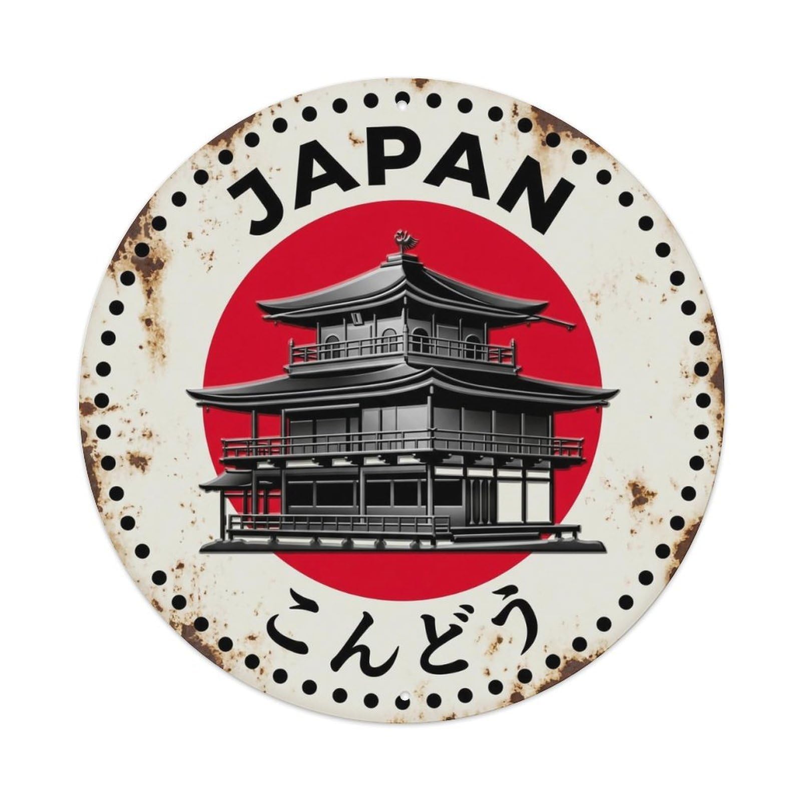 Golden Hall Japan Buddhist Main Temple Rustic Metal Tin Sign