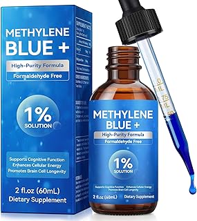 Methylene Blue Liquid Drops 2 Fl Oz, Methylene Blue 1% Solution for Brain Health, Increased Absorption