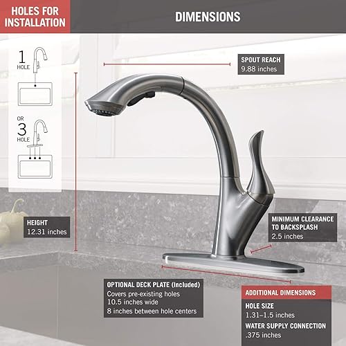 Miniatura 9 de Delta Faucet Linden - Grifo de cocina extraíble, grifo de fregadero de cocina de bronce aceitado, grifo de cocina con rociador extraíble, tecnología