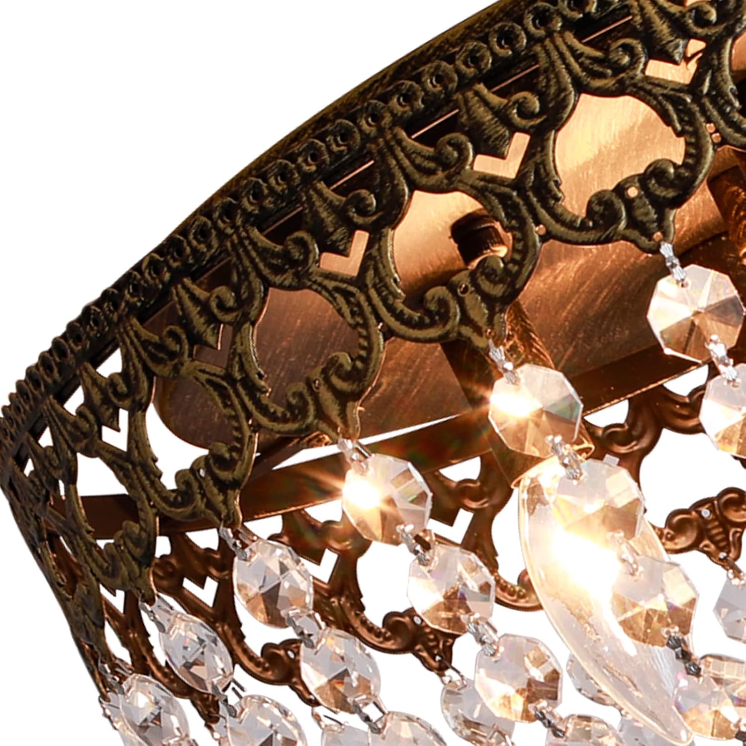 Maxax 4 Lights Crystal Ceiling Light Bronze & 6 Pack LED E12 C35 Dimmable Candle Bulbs