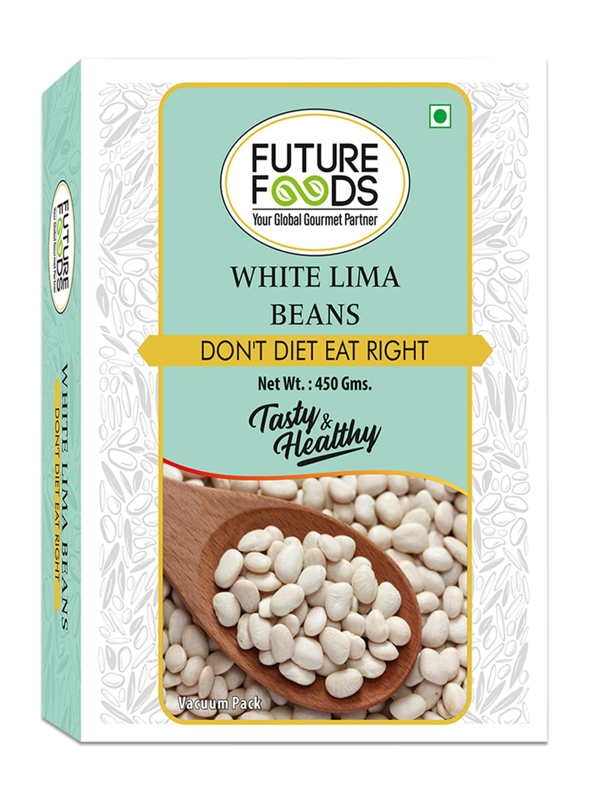 Future Foods White Lima Beans 450 Gram|Butter Beans|Versatile Superfood|Good Source Of Dietary Fiber & Iron|Low Fat Content|Mild Flavour & Creamy Texture
