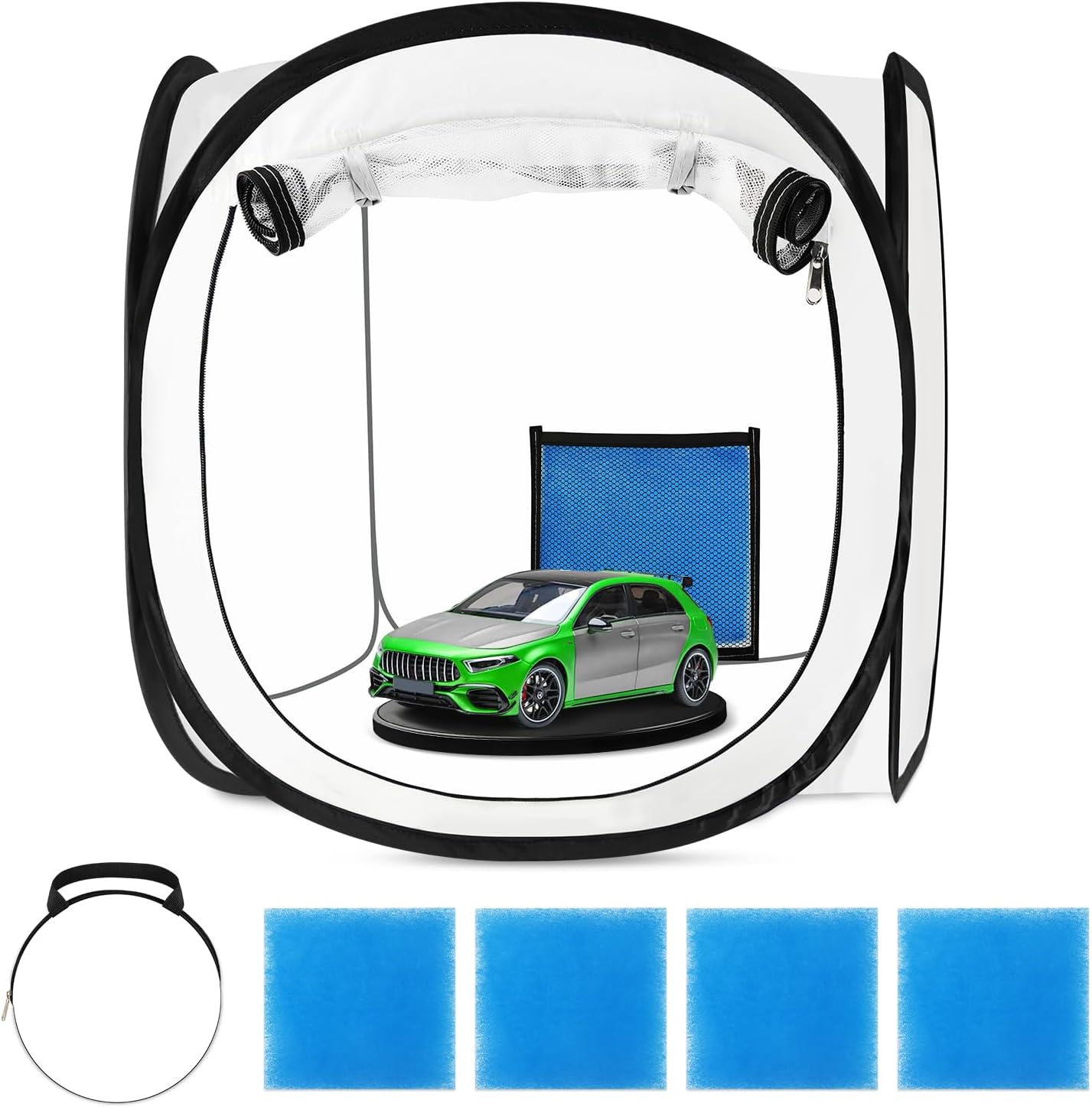 Pop Up Paint Booth 17x17x17 Inch Portable Airbrush Spray Tent with Mesh Door and Mesh Window for Models, Furniture, Auto Parts and Other Items Painting Works