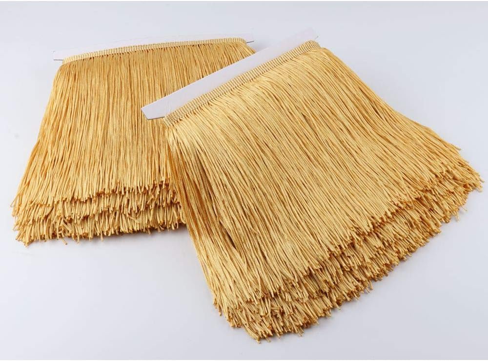 HEARTWISH Fringe Trim Lace Polyerter Fibre Tassel 6inch（″） Wide 10 Yards Long for Clothes Accessories and Latin Wedding Dress and DIY Lamp Shade Decoration Black White Red (Gold)
