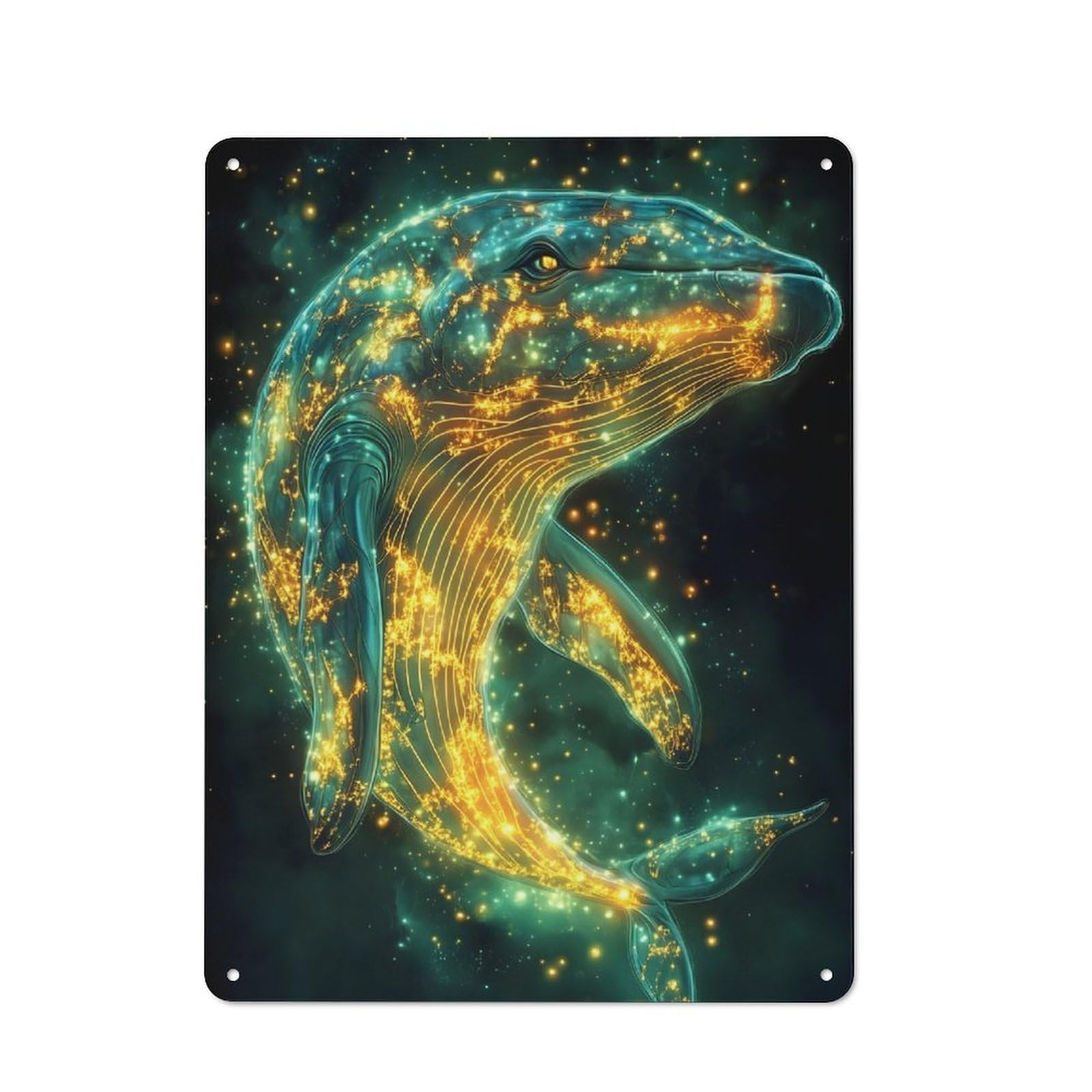 Junmoney Whale In Space Vintage Metal Wall Decor 40X30cm, Garage Metal Sign For Workshop, Basement, Shed Or Games Room