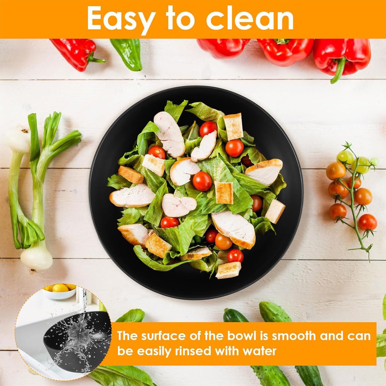 Bol Para Servir Ensaladas Ensaladeras De Madera Vajilla Cuchara Tenedor | Boles Grandes para Ensaladas y Comer Para Frutas Verduras Aperitivos Almuerzo Cena Preparar Mezclar Cocinar Cereales