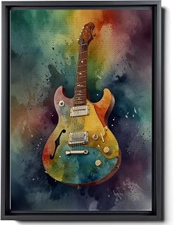 Warhol Style Rock Star Guitars, Modern Pop Art Wall Decor Prints, Guitar Wall Decor, Modern Musical Instruments during Concert, Canvas Prints Wall Art Bedroom Decor Guitar,abstract, Wall
