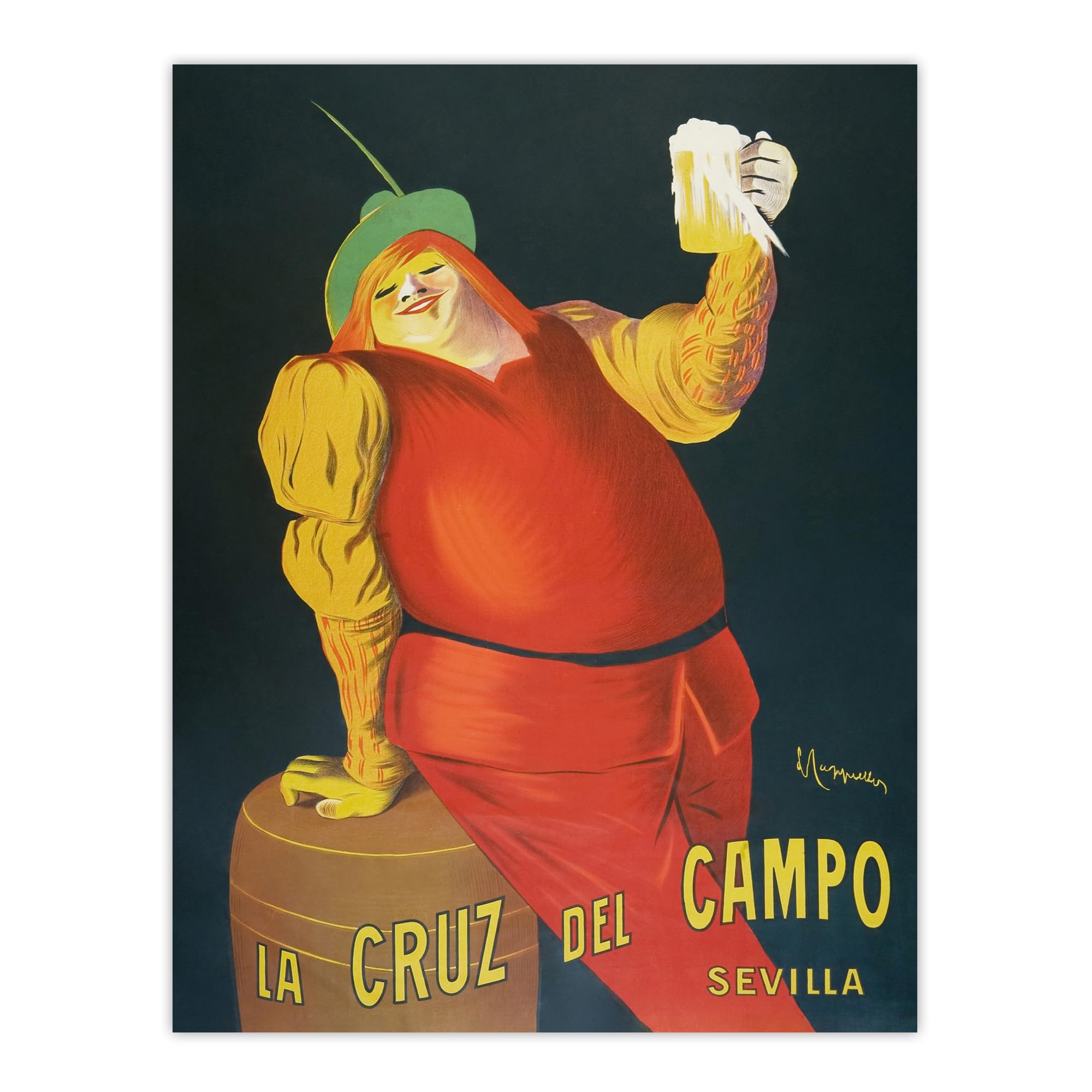 Artery8 La Cruz del Campo Beer Advert Vintage Wall Art Print - Red - W12" x H16"