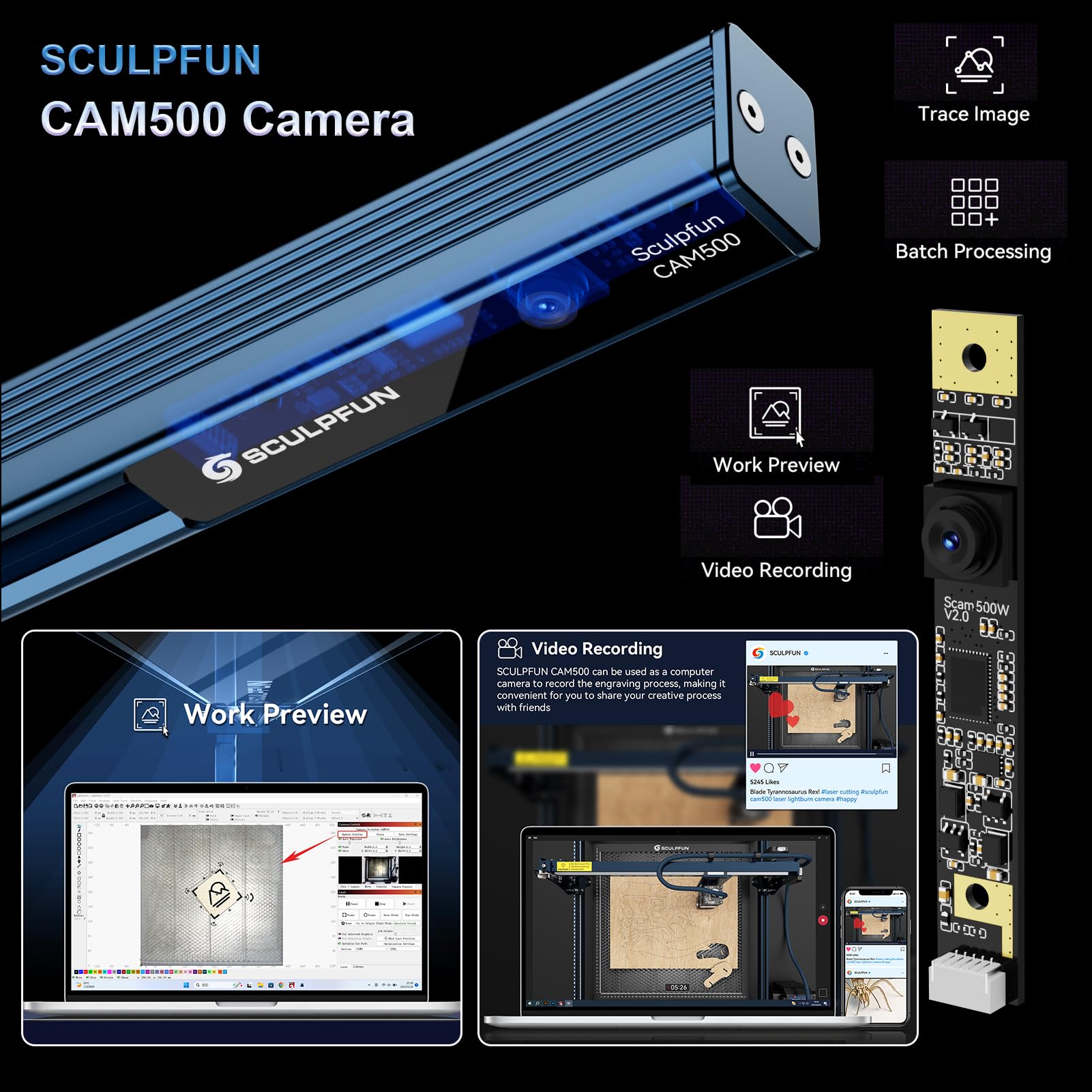 SCULPFUN S30 Ultra 22W lasergraveermachine 600x600mm graveergebied, automatische Air Assist 32-bits moederbord, ondersteunt draadloze Bluetooth-verbinding Lasersnijdergraveur voor hout metaal glas SCULPFUN S30 Ultra 22W lasergraveermachine 600x600mm graveergebied, automatische Air Assist 32-bits moederbord, ondersteunt draadloze Bluetooth-verbinding Lasersnijdergraveur voor hout metaal glas