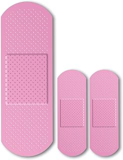 Bandage Band Aid Decal Sticker (3 Pack) 1-9 x 3 Inch and 2-5 x 1.67 Inch - Perfect Funny Coverup for Any Ouchy, Boo-Boo or Blimish (Pink)