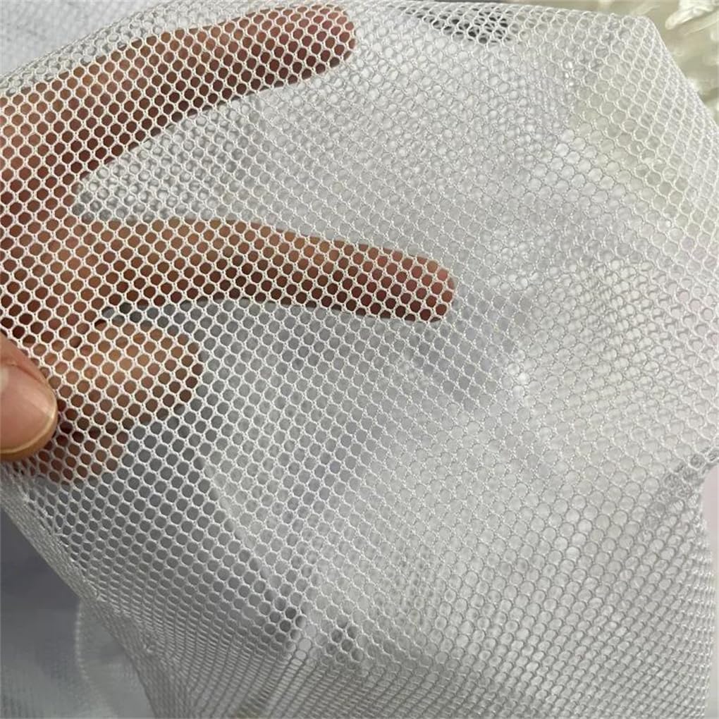 Elastyczna tkanina siatkowa, Tkanina poliestrowa o strukturze plastra miodu, wielokolorowa, 50 cm, do szycia sprzętu outdoorowego(White)