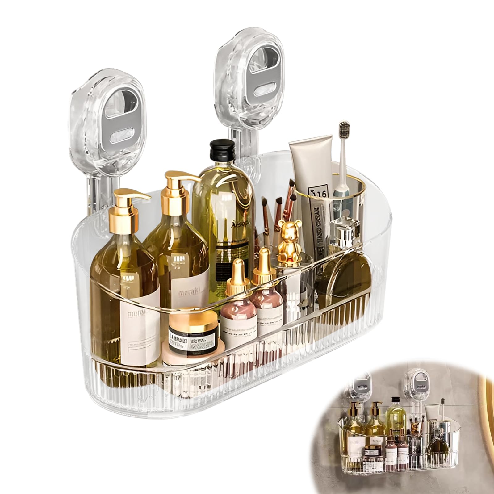 Wshxjzyay No-Drill Bathroom Suction Storage Box, No-Drill Suction Storage Box Large Capacity & Strong Load-Bearing, Firm Staunch Kitchen Organizer