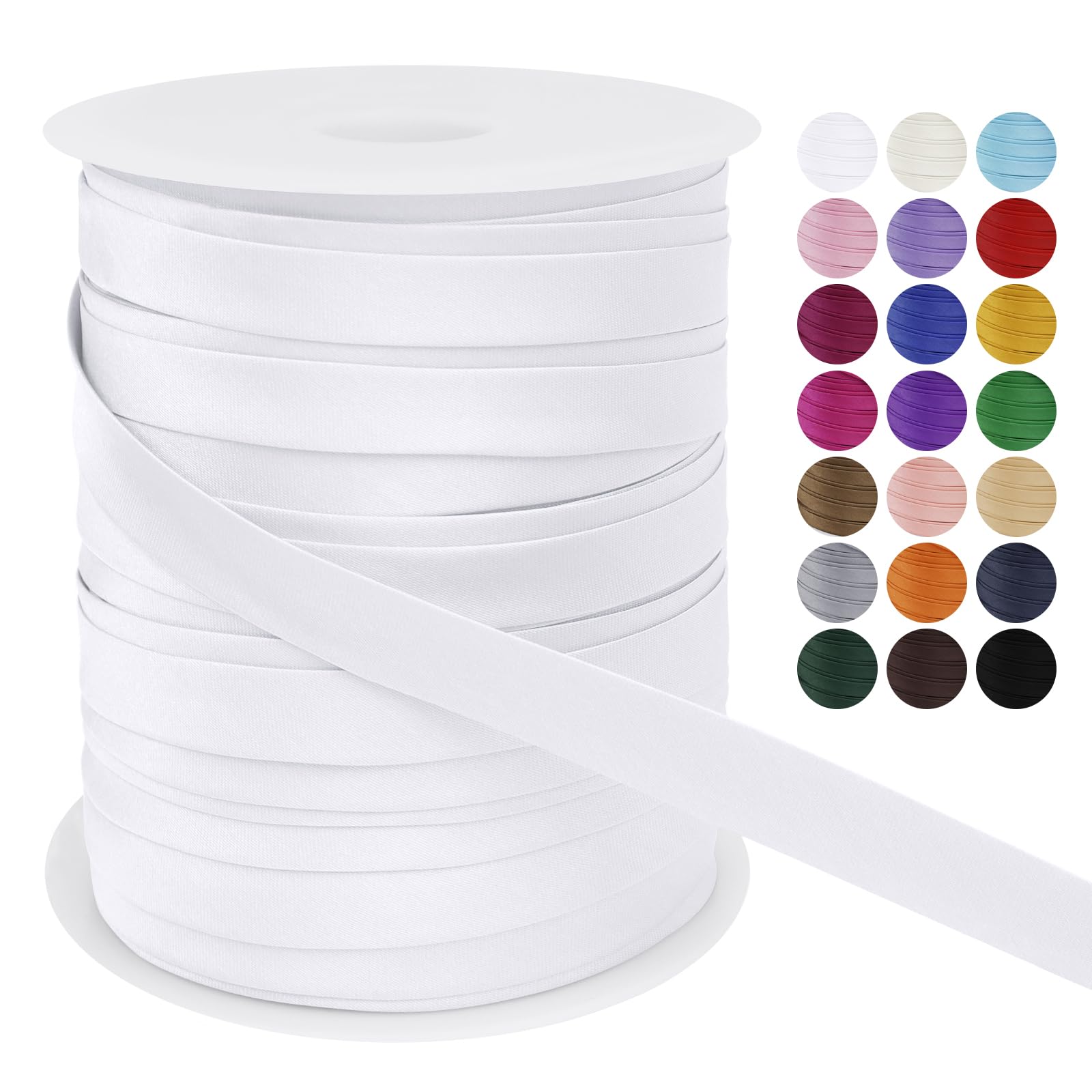 LEREATI Satin Bias Binding Tape for Sewing 3/5 Inch x 50m Sewing Bias Tape Double Fold