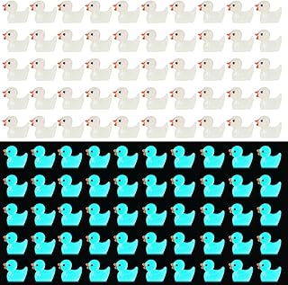 100pcs Mini Luminous Resin Ducks, Tiny Ducks Miniature Figures for Aquarium Garden Landscape Dollhouse Ornament Potted Decorations DIY (Transparent)